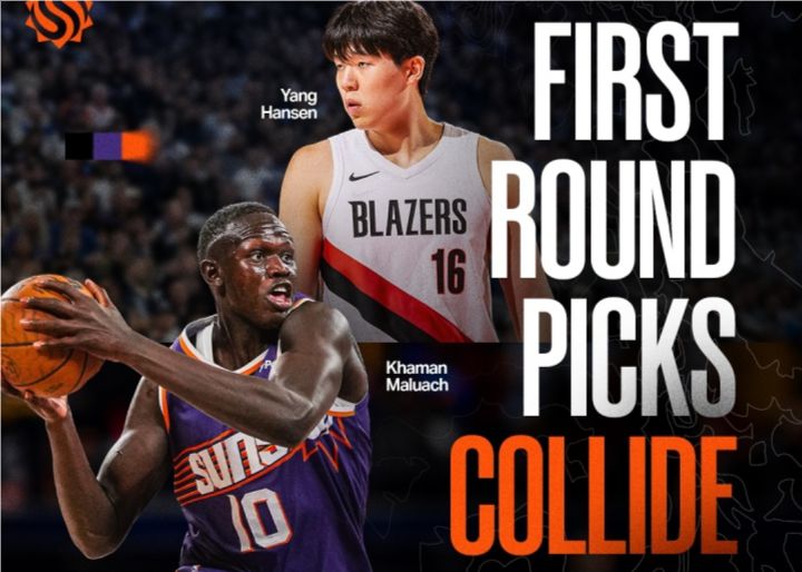 同为首轮秀！媒体晒马鲁阿奇和杨瀚森今日发展联盟对决海报